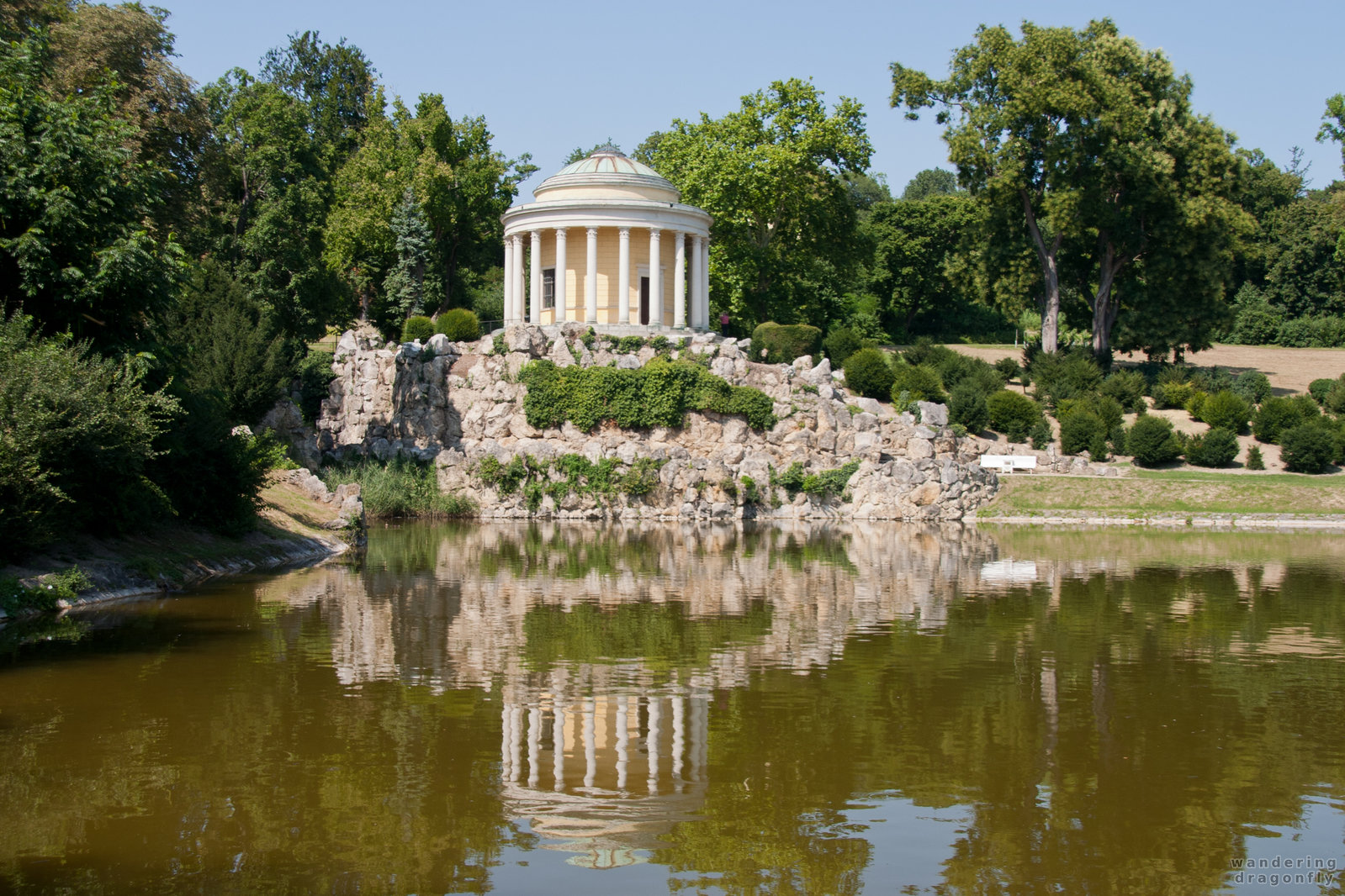 Leopoldina Chapel -- chapel, pond, rock, summer, tree