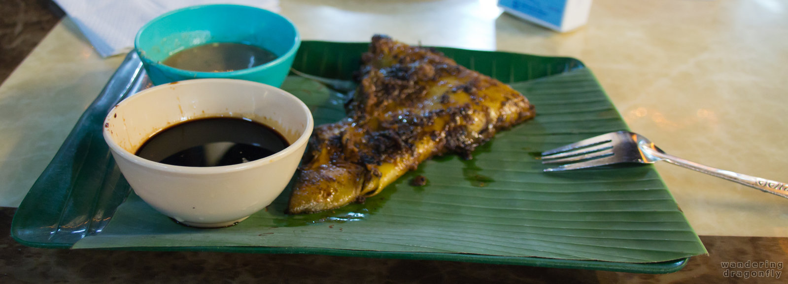 Fish on banan leaf -- food