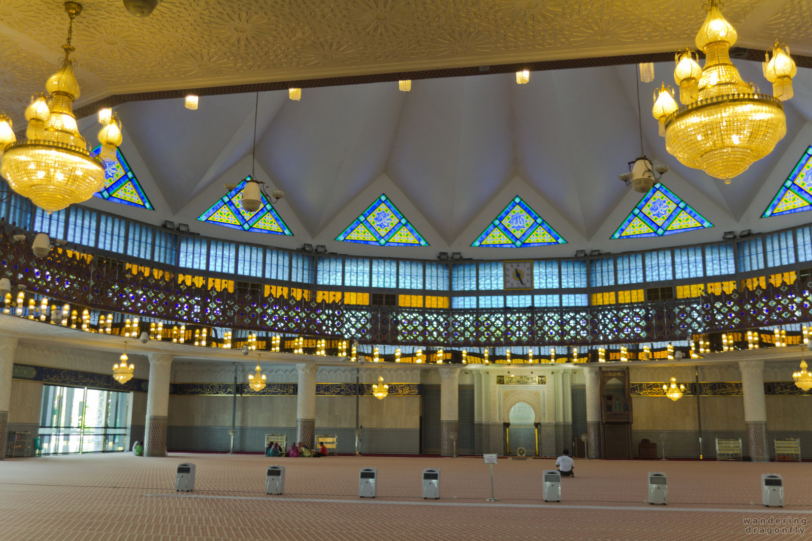 Prayer hall -- chandelier, mosque, prayer