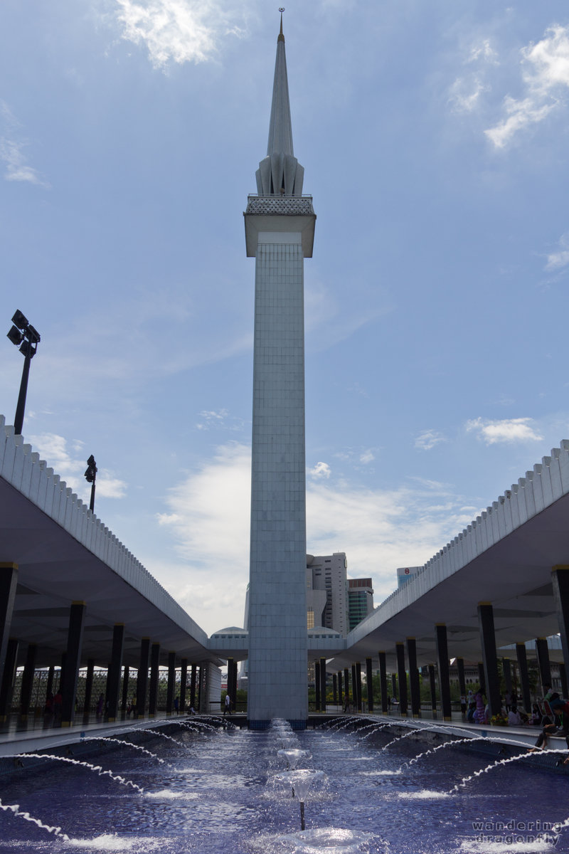 Minaret and pool -- fountain, minaret, mosque, pool