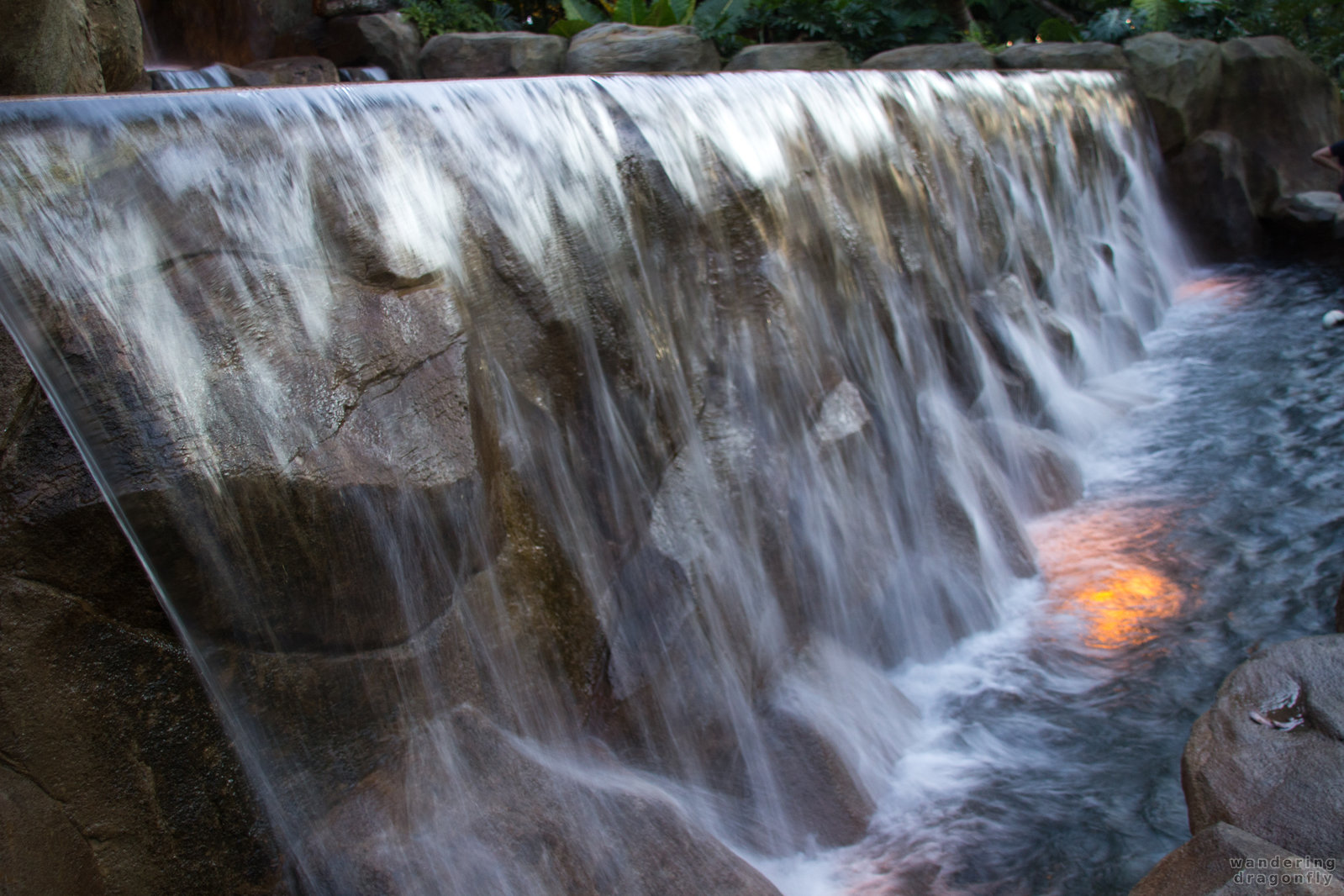 Small waterfall with lights -- waterfall