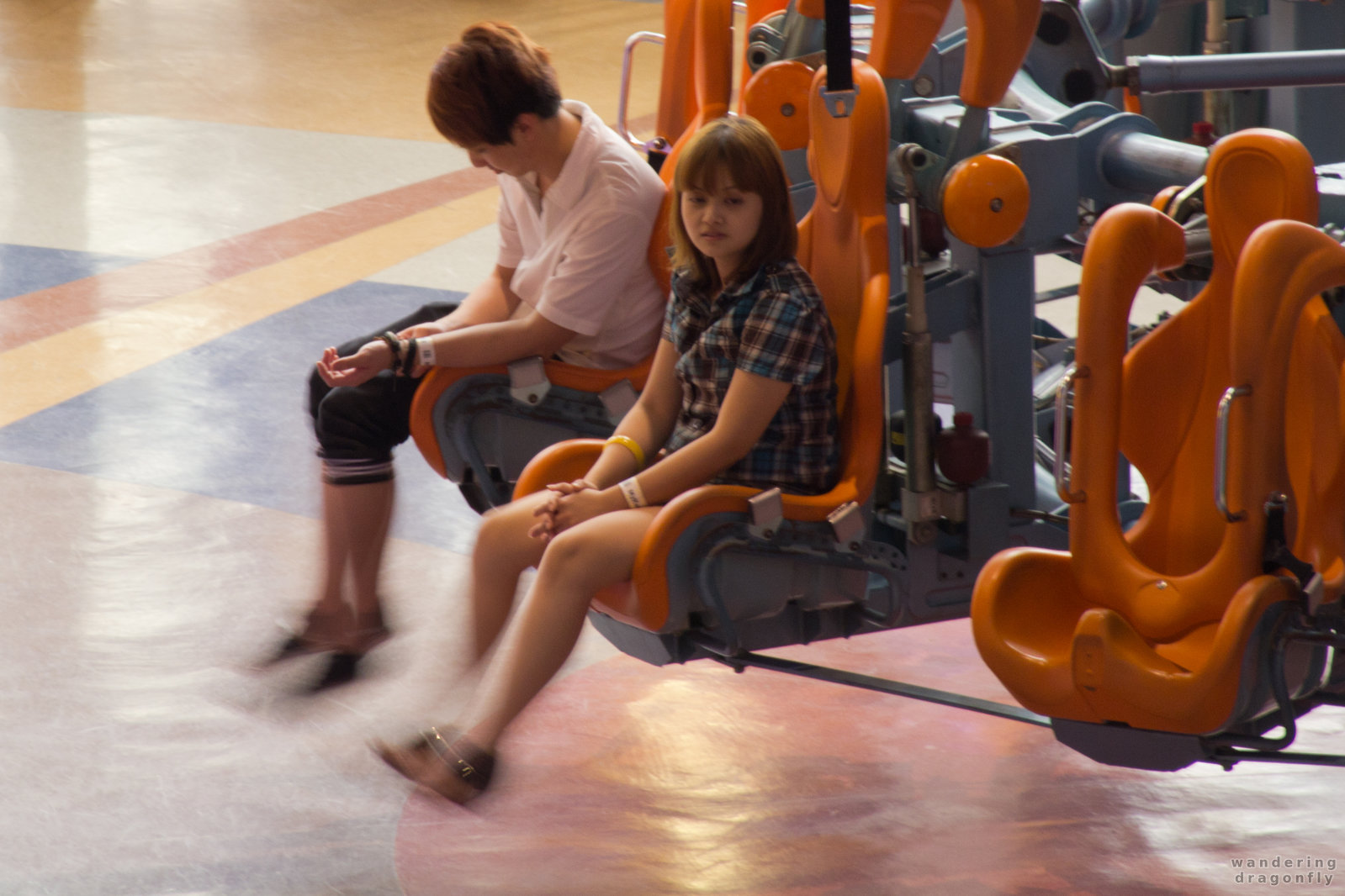 Amusement park inside -- people, shopping center