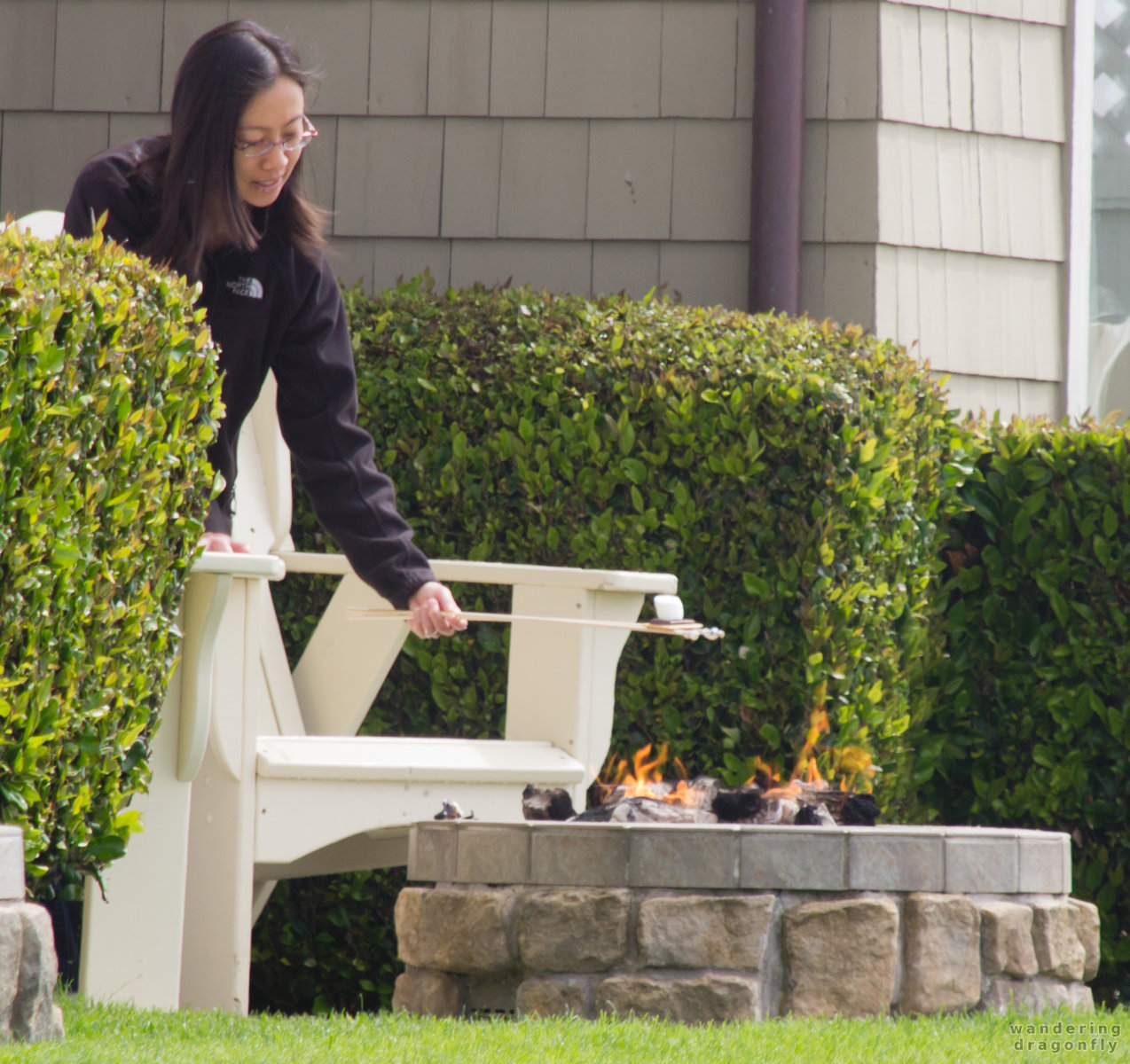 Grilled morning snack -- fire, fireplace, food, grill, guest