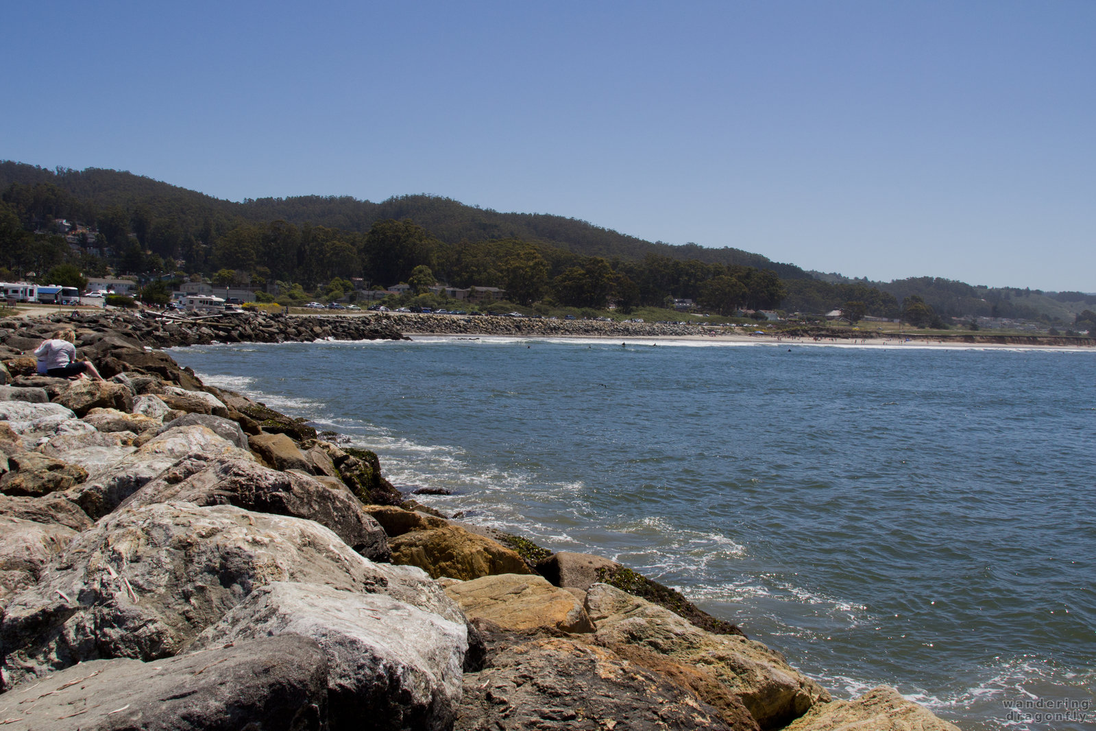 The view of the beach from the groin -- beach, groin, rock