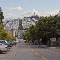After the windy part, the Lombard Street continues through the Telegraph Hill neighborhood, until it becomes Telegraph Hill Boulevard, where vehicles can access the Coit Tower. Funny, that behind the hill Lombard Street starts again for 2 blocks and finally terminates at The Embarcadero.