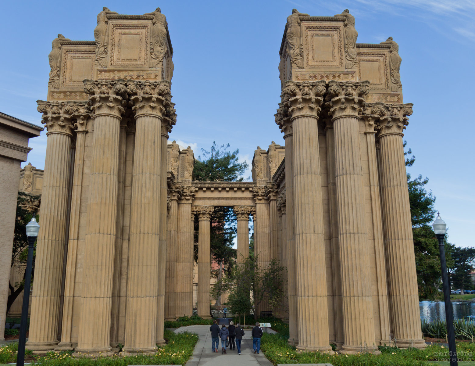 Giant columns -- building, people, pillar, sculpture