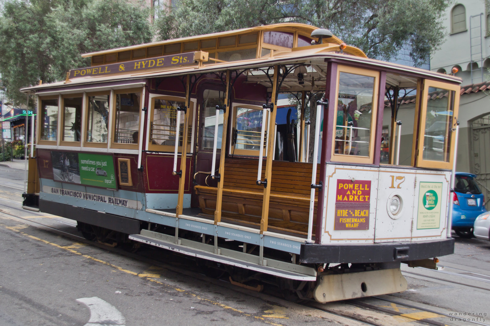 Cable car of the Powell-Hyde line -- cable car, street
