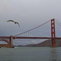 On the left, beneath the southern side of the bridge Fort Point can be seen.

First, Spain built a 