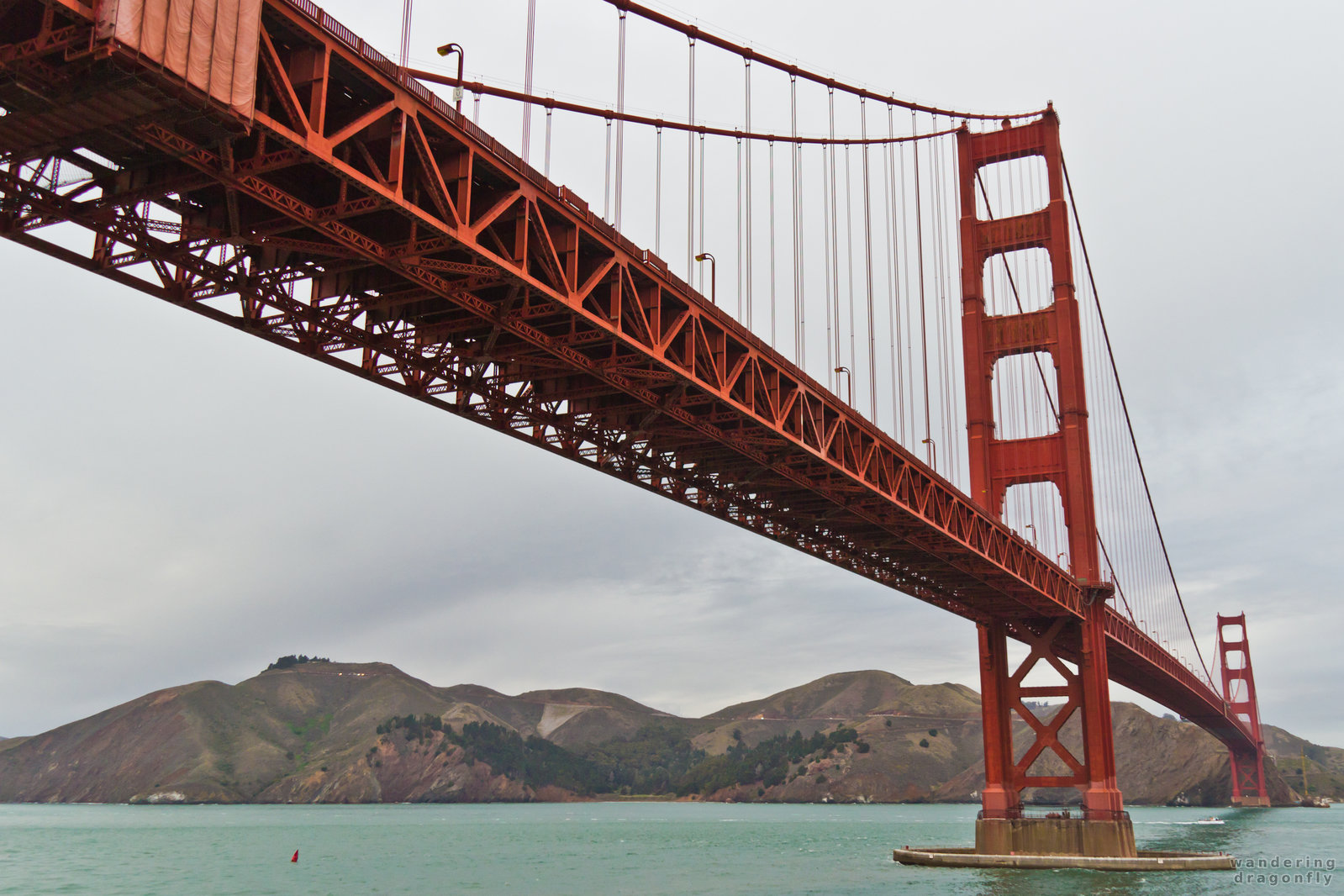 The Golden Gate Bridge from the top of Fort Point -- bridge, water