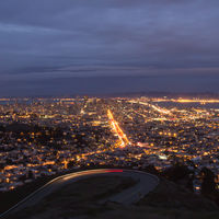 … as seen from Twin Peaks. The bright strip in the middle is Market Street.