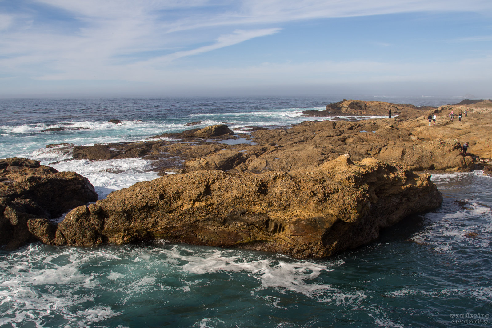 Around Weston Beach -- cliff, hiker, ocean, sky, water