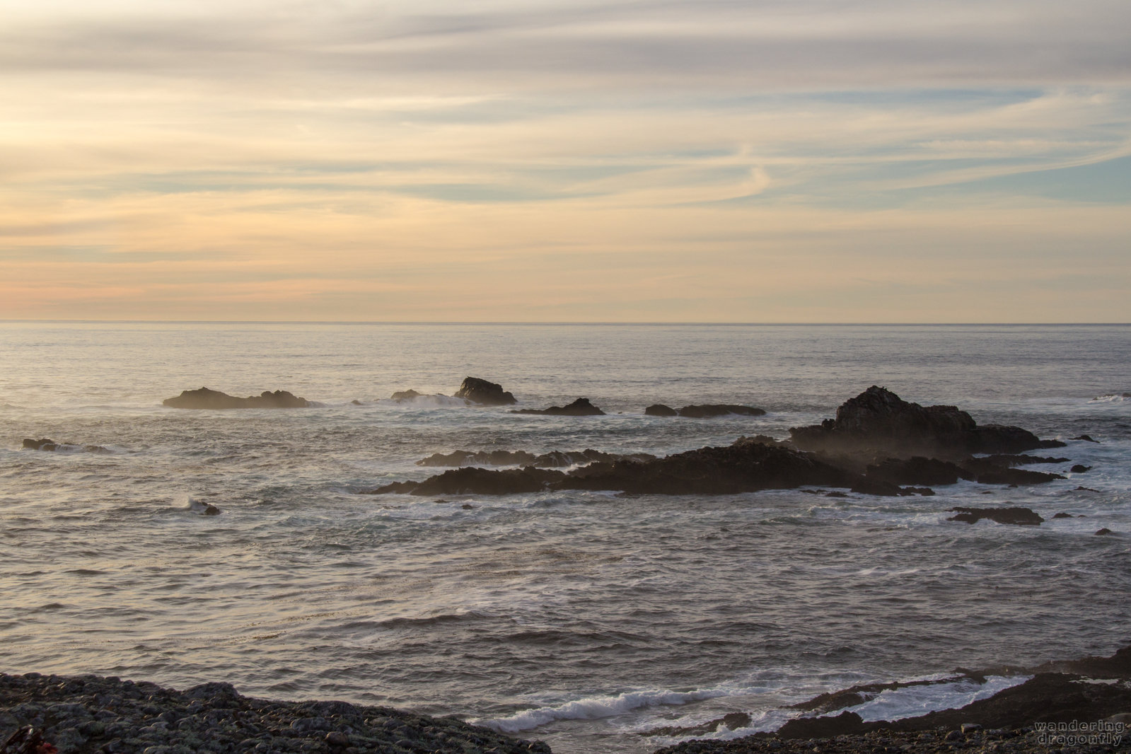 Twilight waves -- cliff, ocean, rock, sky, twilight, water, wave