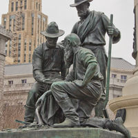 Sculpture of the Pioneer Monument. After the discovery of gold near Sacramento in 1848, an epic gold rush sees 60,000 'forty-niners' flock to California's Mother Lode.