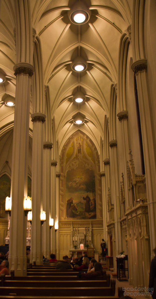 Aisle of the curch of St. Francis -- christian temple, mural