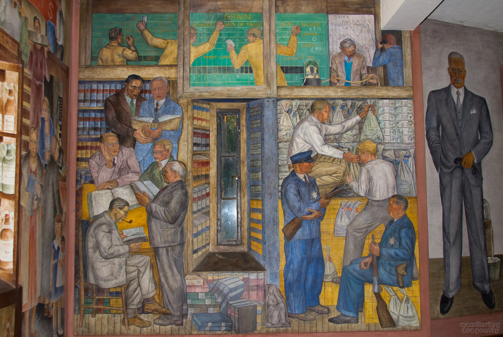 Murals about civic scenes in Coit Tower -- art, mural