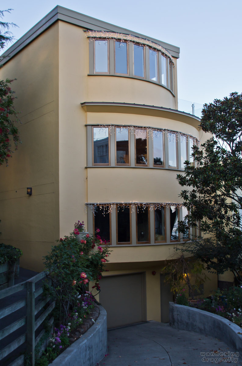 House with spans of windows on a terrace at Filbert Steps -- house