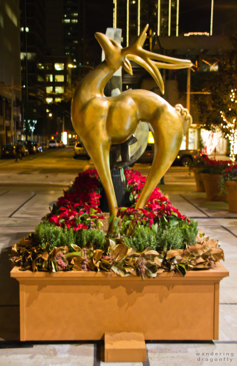 Golden deer of the Embarcadero Center -- statue