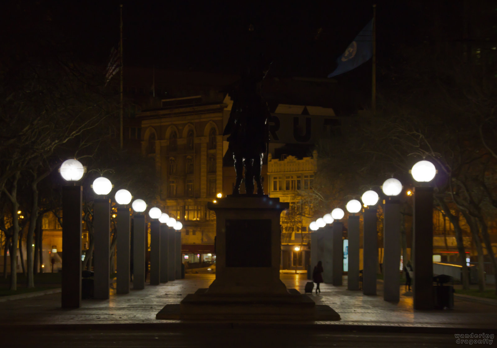 Rider in the dark... -- lighting, night, statue